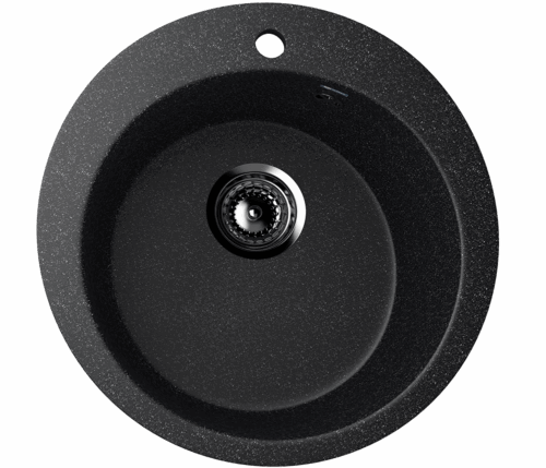Кухонная мойка ULGRAN U-405 круглая с отверстием под смеситель, Цвет: 308 Чёрный